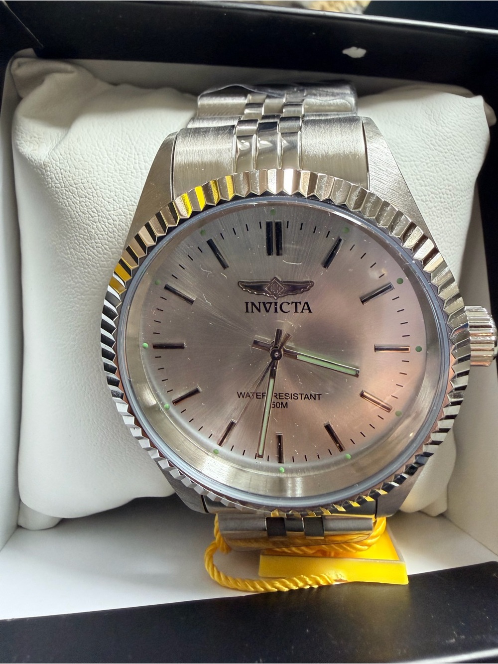 Invicta Silver Stainless Steel Watch with Sunray Dial